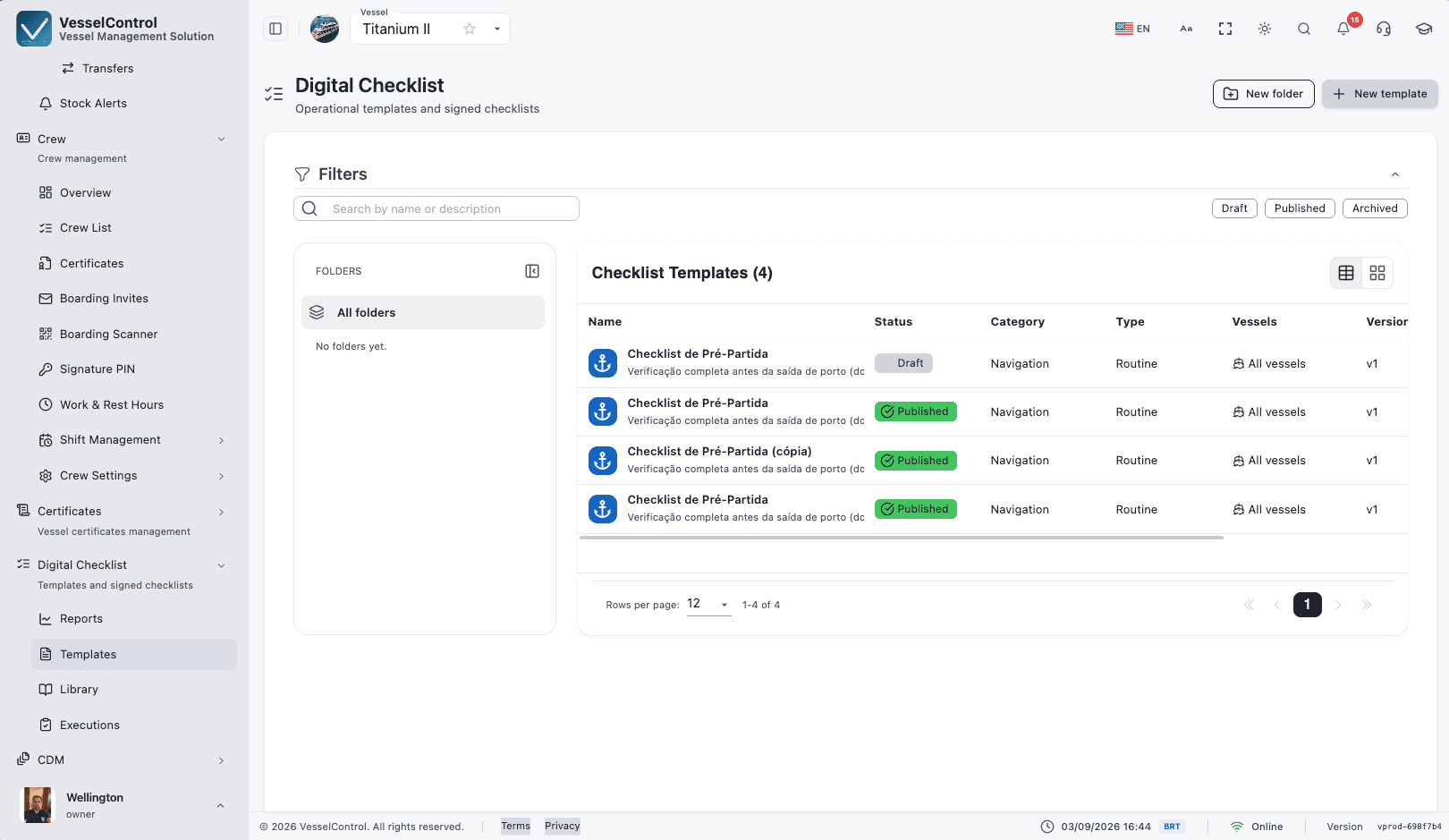 VesselControl digital checklists