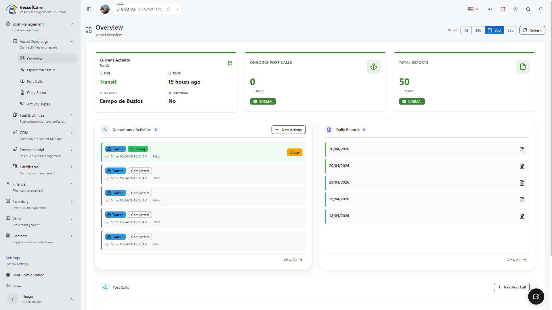 VesselControl Dashboard